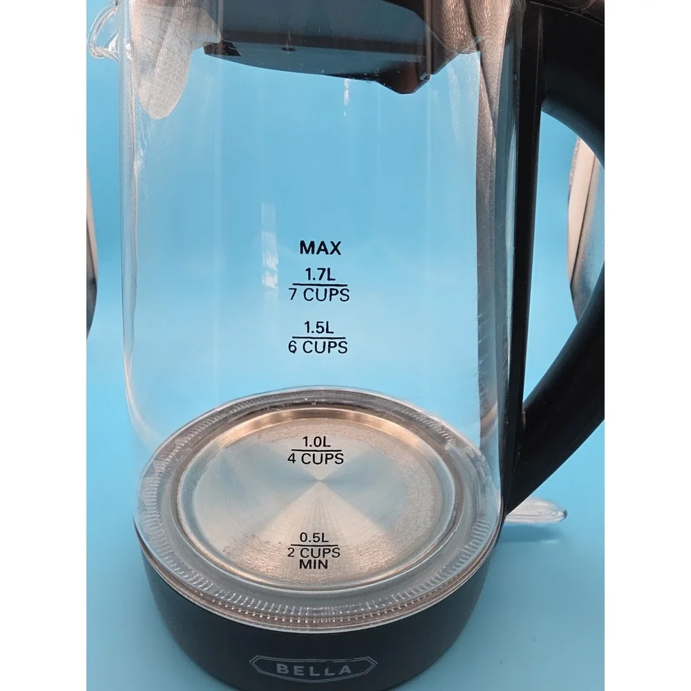 Bella 1.7L Glass Cordless Electric Kettle 1500W Auto Shut-off LED Light Black